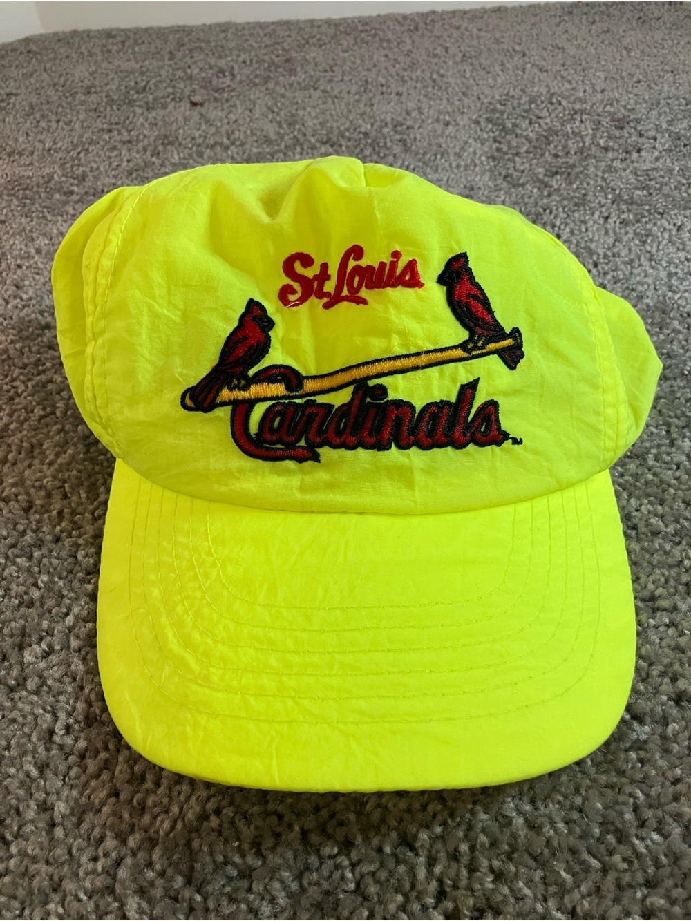 Vintage St Louis Cardinals MLB Snapback Hat Cap Neon Yellow